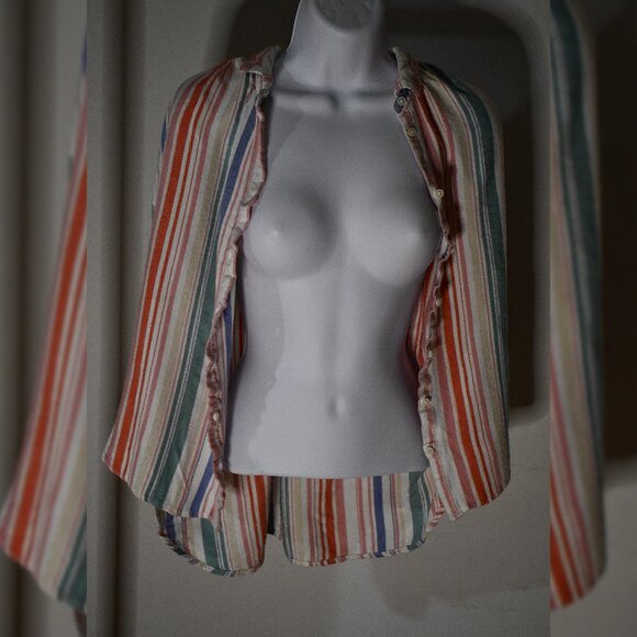 Women's Colorful Striped Summer Blouse - Picture 3 of 6
